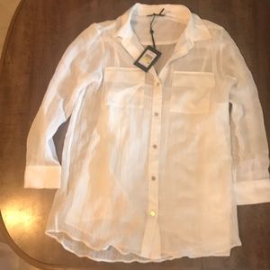 DKNY sheer button up with cami NWT